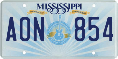 MS license plate AON854