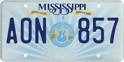 MS license plate AON857