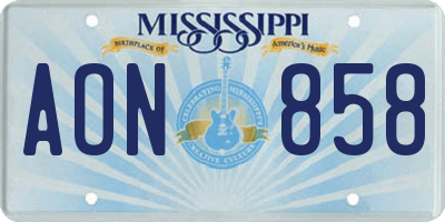 MS license plate AON858