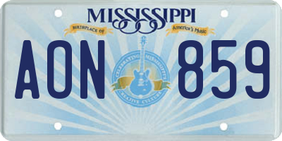 MS license plate AON859