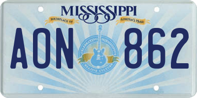 MS license plate AON862