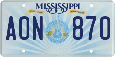 MS license plate AON870