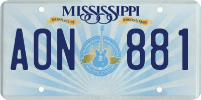 MS license plate AON881