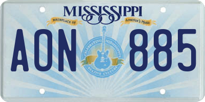 MS license plate AON885