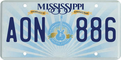 MS license plate AON886