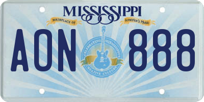 MS license plate AON888
