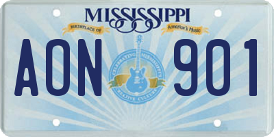 MS license plate AON901