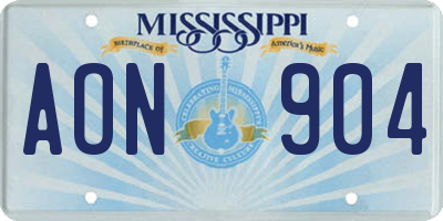 MS license plate AON904