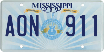 MS license plate AON911