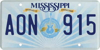 MS license plate AON915