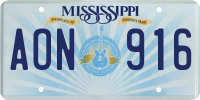 MS license plate AON916
