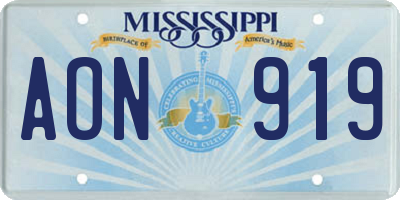 MS license plate AON919