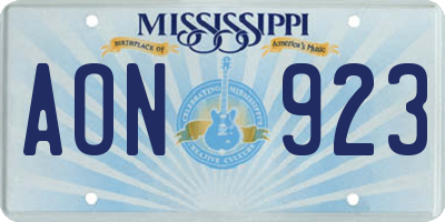 MS license plate AON923