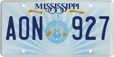 MS license plate AON927