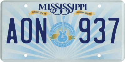 MS license plate AON937