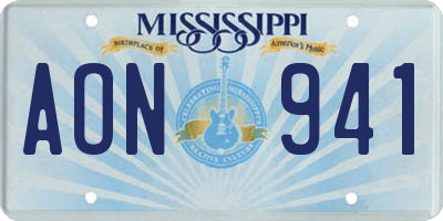 MS license plate AON941
