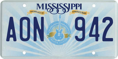 MS license plate AON942