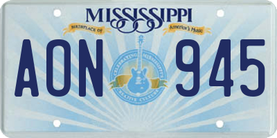 MS license plate AON945
