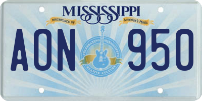 MS license plate AON950