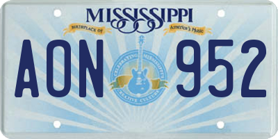 MS license plate AON952