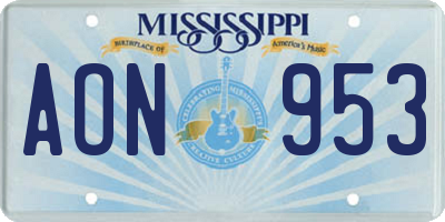 MS license plate AON953