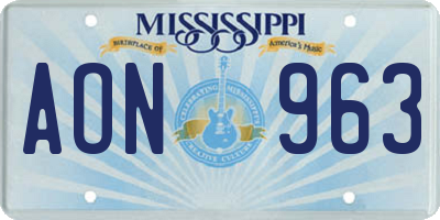 MS license plate AON963