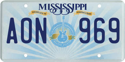MS license plate AON969