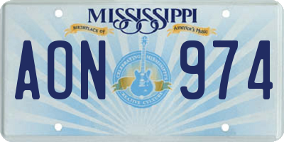 MS license plate AON974