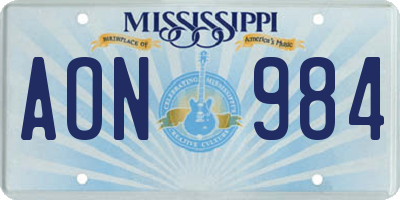 MS license plate AON984