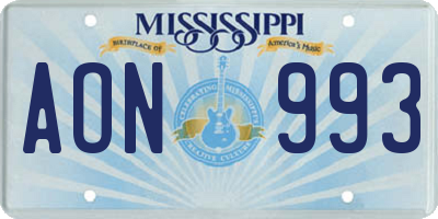 MS license plate AON993
