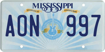 MS license plate AON997