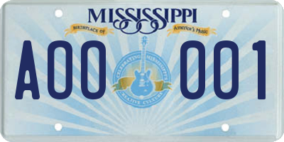 MS license plate AOO001