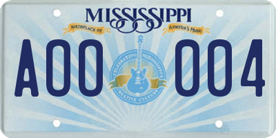 MS license plate AOO004