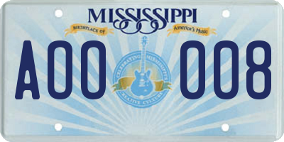 MS license plate AOO008