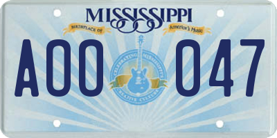 MS license plate AOO047