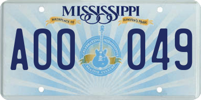 MS license plate AOO049