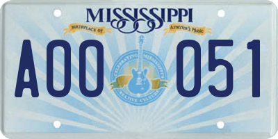 MS license plate AOO051