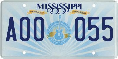 MS license plate AOO055