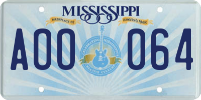 MS license plate AOO064