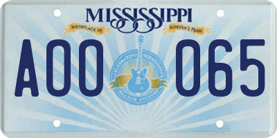 MS license plate AOO065