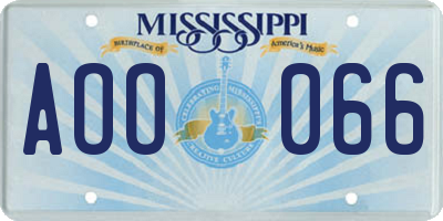 MS license plate AOO066