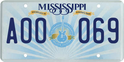 MS license plate AOO069