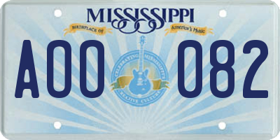 MS license plate AOO082