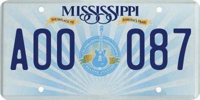 MS license plate AOO087