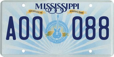 MS license plate AOO088