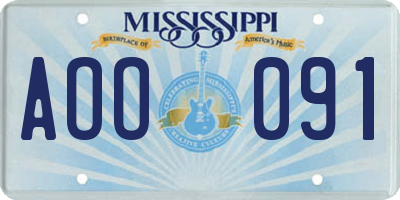 MS license plate AOO091