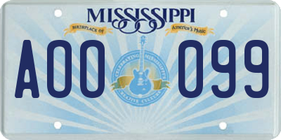 MS license plate AOO099