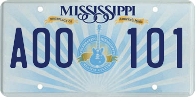 MS license plate AOO101