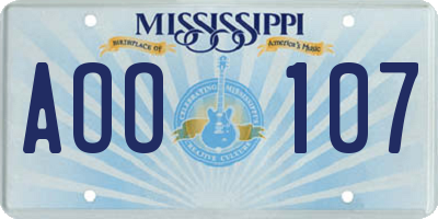 MS license plate AOO107