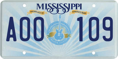 MS license plate AOO109
